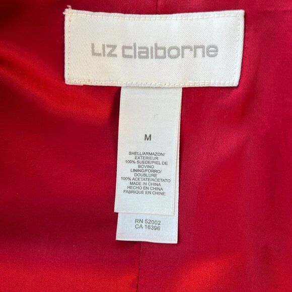 Liz Claiborne Womens Red Suede Leather Blazer Classic Tailored Jacket Size M - Picture 4 of 12